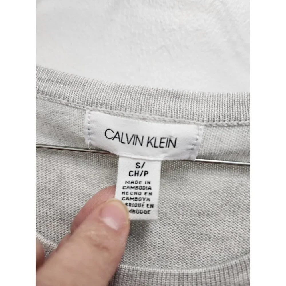Calvin Klein Womens‎ Sweater  Small Gray Long Sleeve Shirt Hem Pullover Preppy - Picture 5 of 9